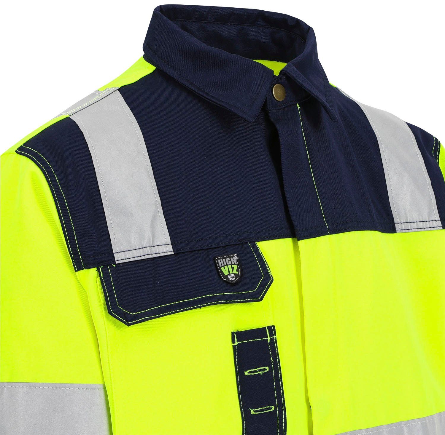 Bänder Arbeitsjacke reflektierende 5 Taschen, Herock 5cm Jacke Hochsichtbar Hydros gelb Hochwertig, Bündchen, eintellbare