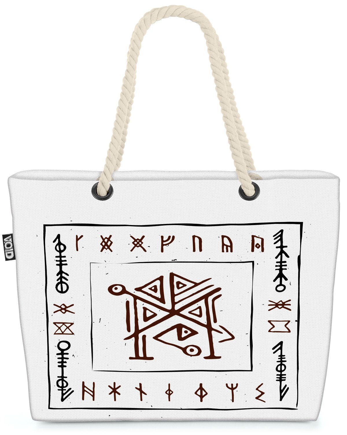 VOID Strandtasche (1-tlg), Runen Schrift Wikinger Runen Keltisch Grunge Schrift Muster gemustert