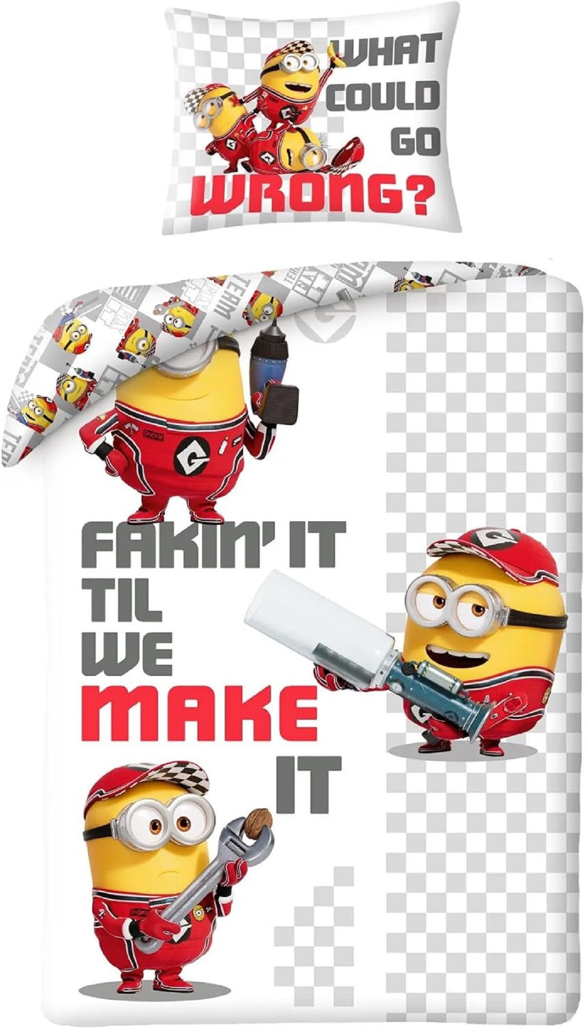 Minions Bettwäsche Set aus Mikrofaser 140 × 200 cm mit 70 × 90 cm Kissenbezug, Mikrofaser, 2 teilig