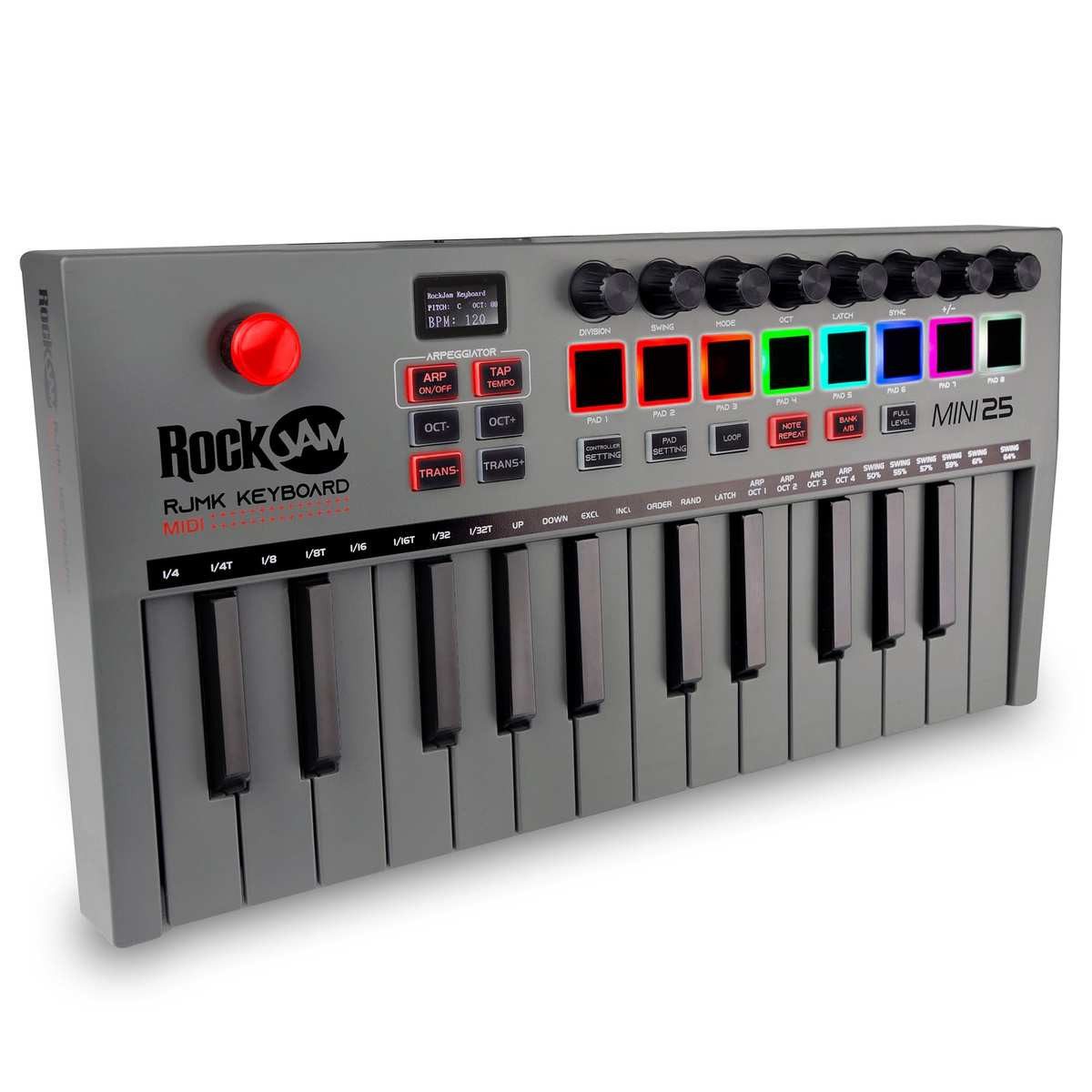 RockJam Home-Keyboard RockJam Go 25 Key USB & Bluetooth MIDI Keyboard Controller 8 Backlit