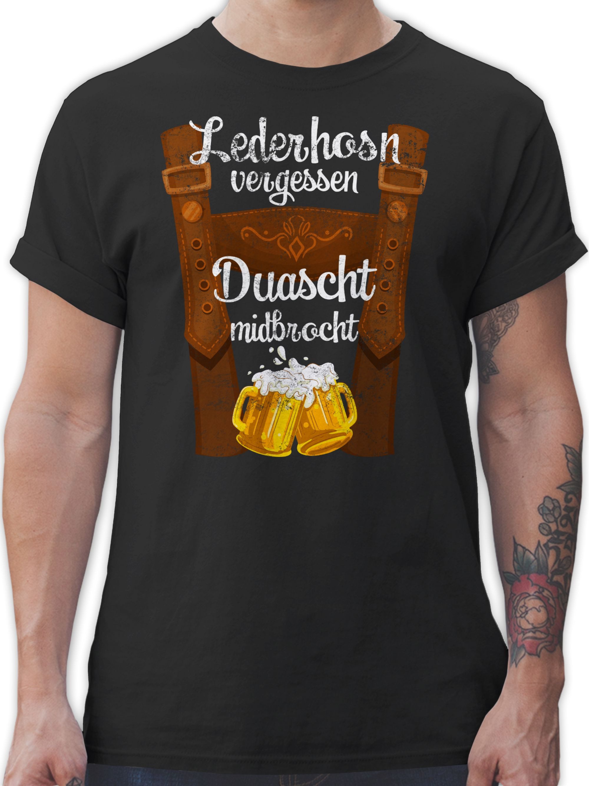 T-Shirt Lederhosn vergessen Duascht midbrocht