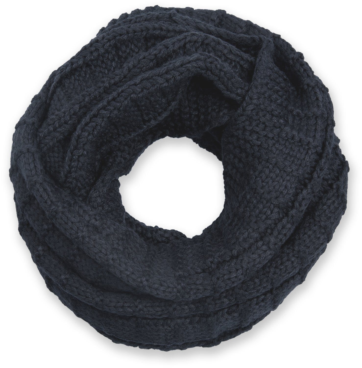 styleBREAKER Strickschal, (1-St), Strick Loop mit Karomuster Midnight-Blue / Dunkelblau