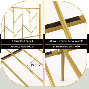 COSTWAY Bettgestell Bettrahmen, mit Lattenrost, 190x140 cm, Metall