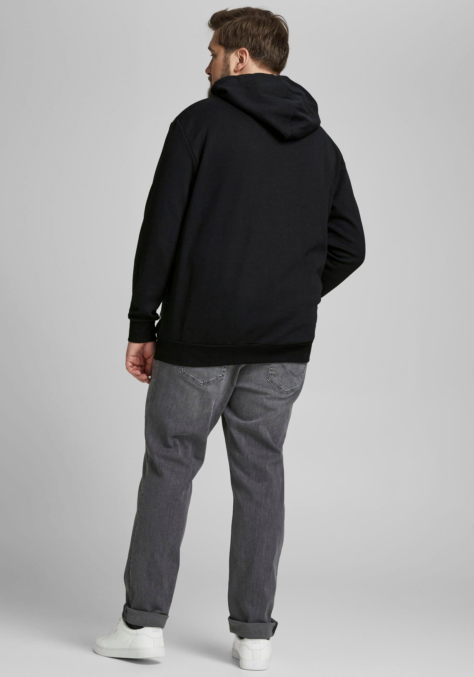 Jack & Jones PlusSize schwarz 6XL BASIC Kapuzensweatshirt bis HOOD Größe SWEAT