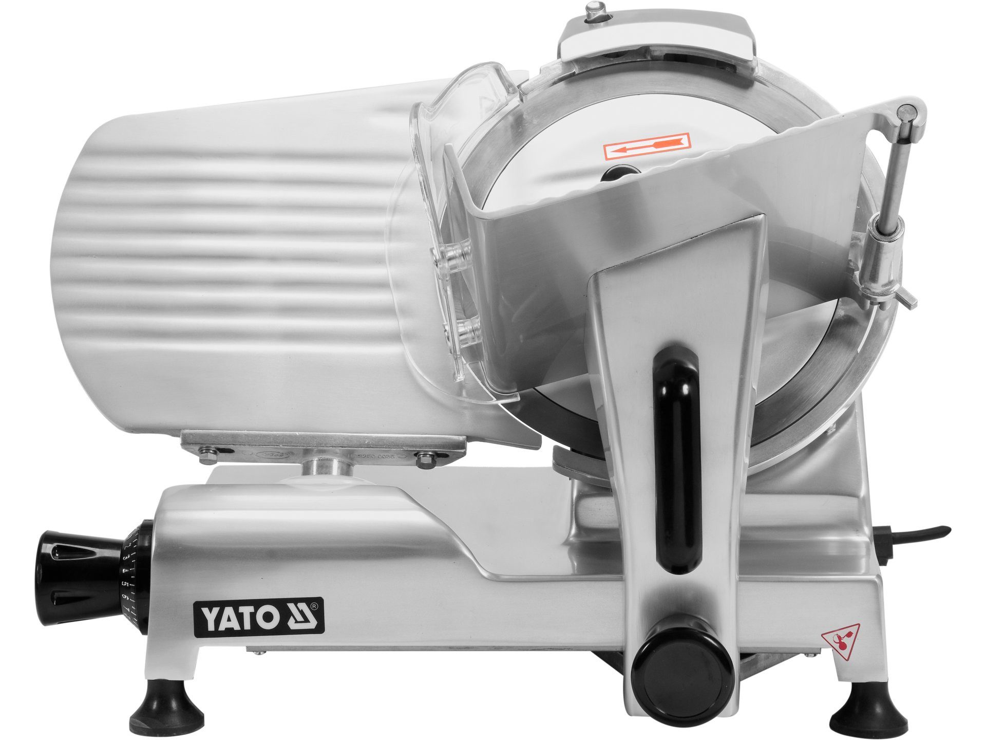 Yato Wurstschneider Gastro Aufschnittmaschine 250 mm, eloxiert, Schleifvorrichtung, Profigerät