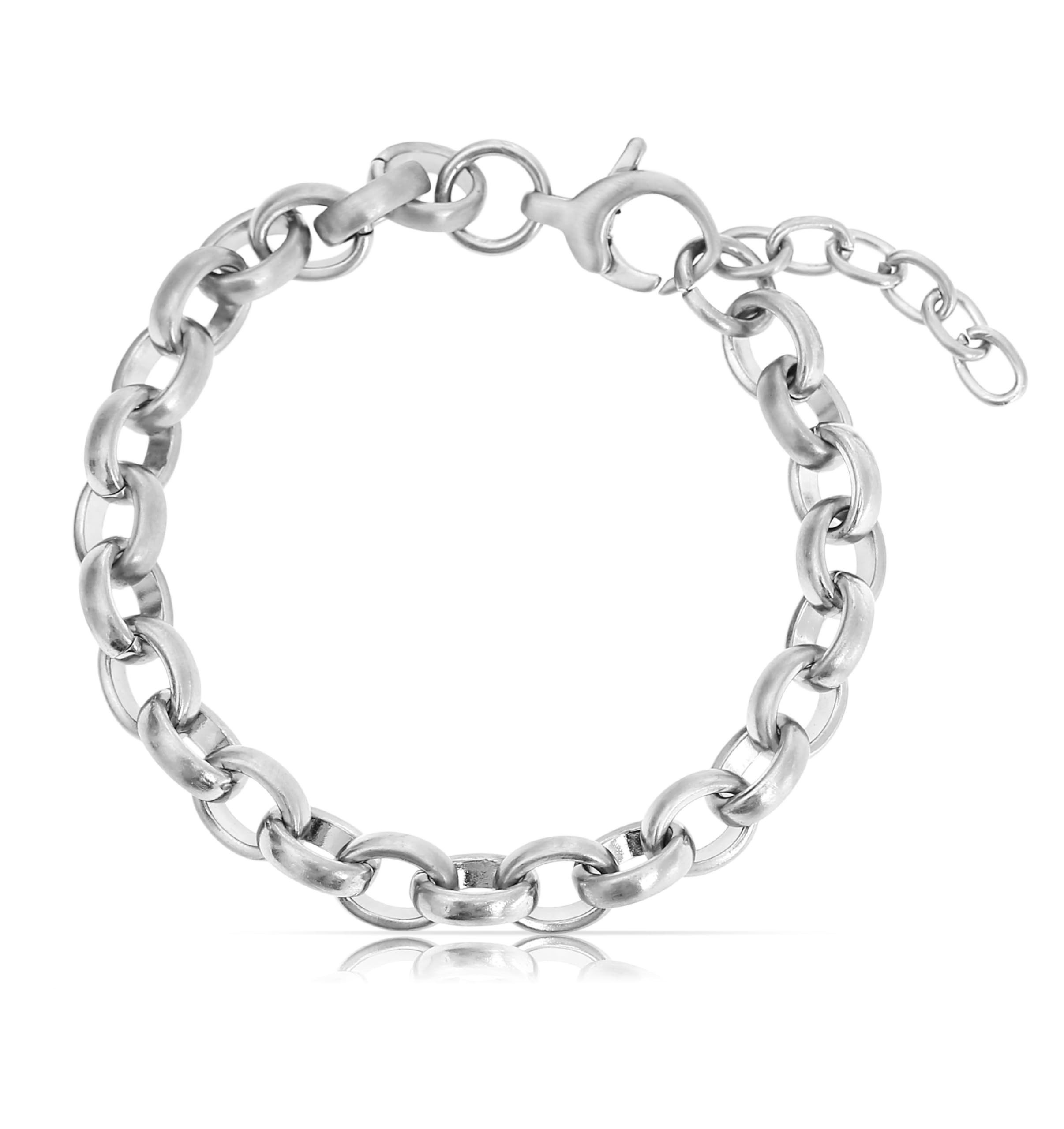 Made by Nami Edelstahlarmband Silber Herren Ankerarmband mit doppelter Reihe Eckig Edelstahl, 18 + 4 cm Länge Wasserfester Schmuck
