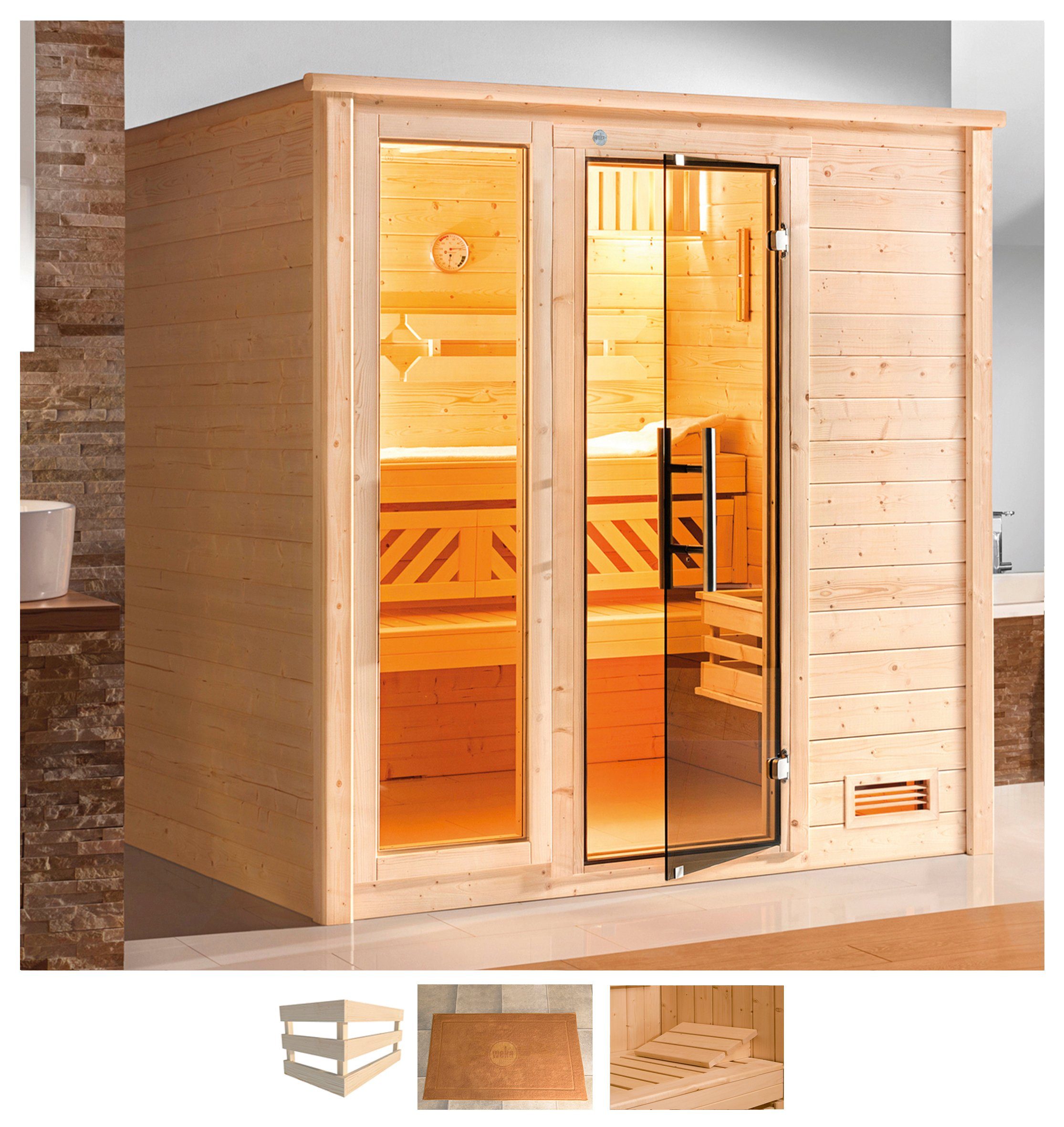 weka Sauna Bergen, BxTxH: 198 x 181 x 204 cm, 45 mm, ohne Ofen