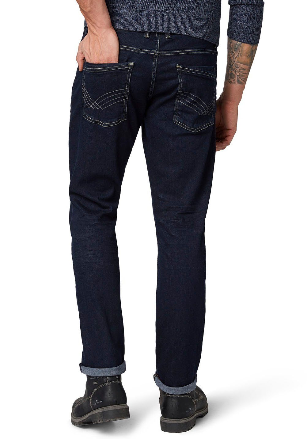 Reißverschluss TOM TAILOR Josh mit 5-Pocket-Jeans Rinsed Clean Blue