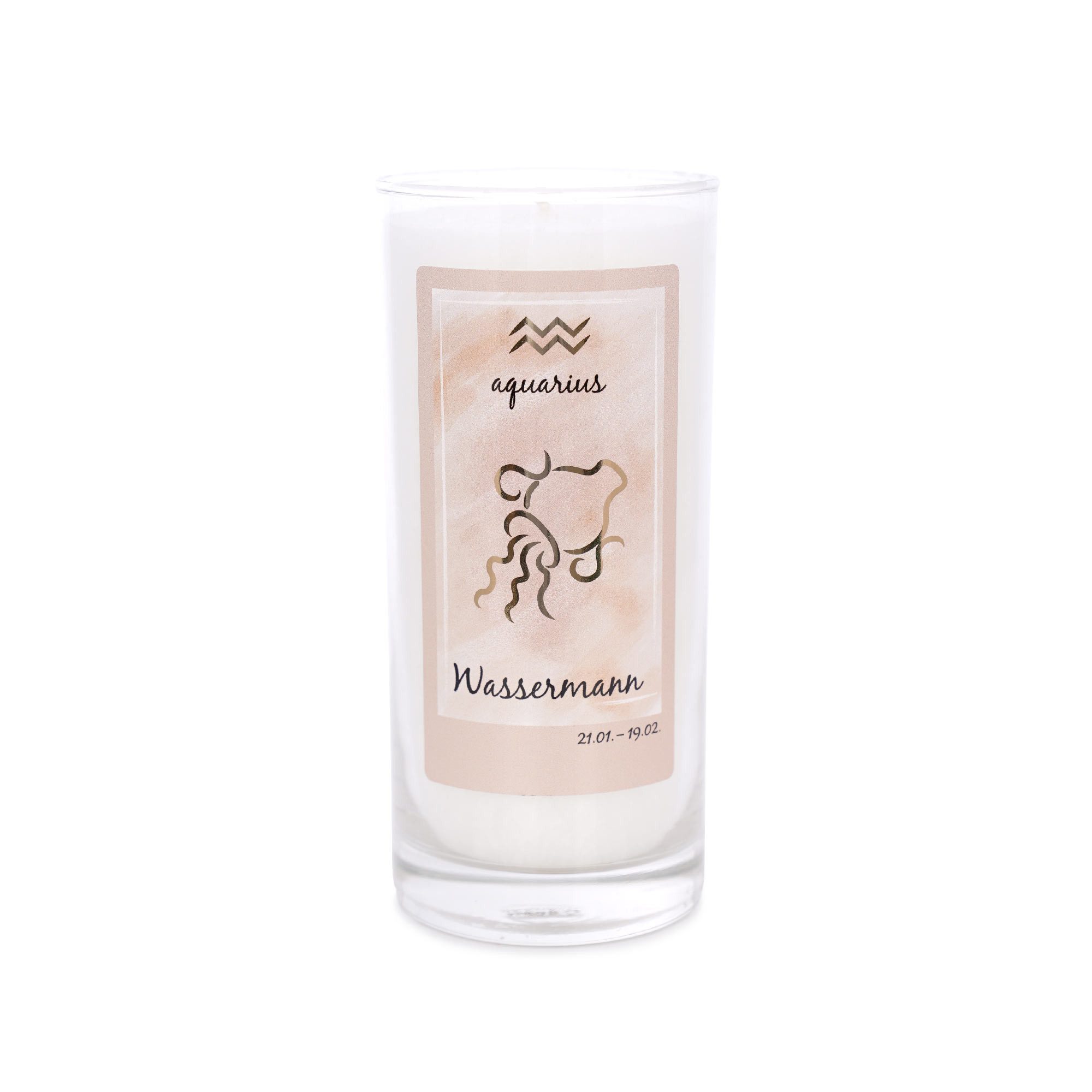 yogabox Stumpenkerze Sternzeichen Kerze Wassermann (1-tlg), Brenndauer:3600 Min