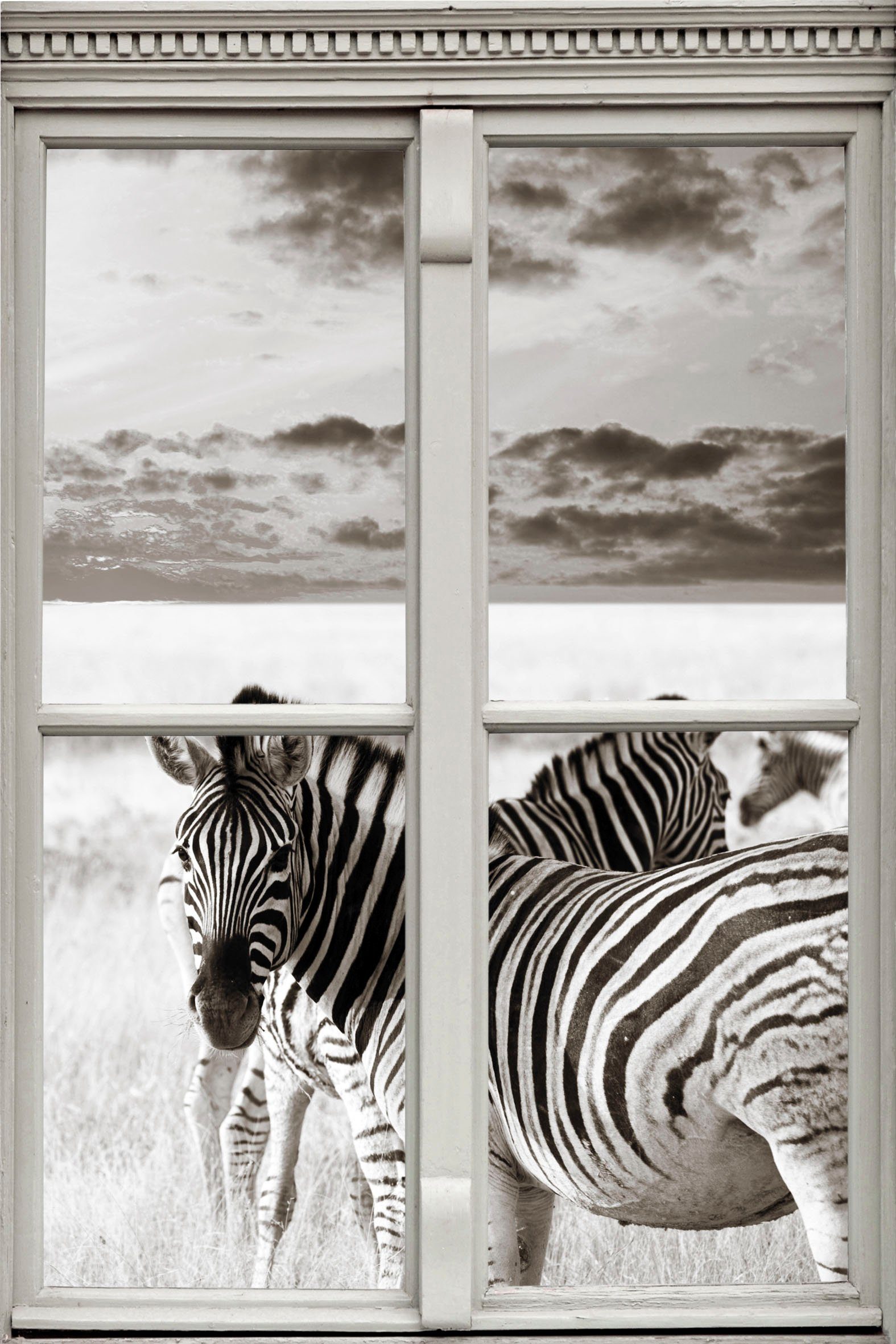 queence Wandsticker Zebras, Wandsticker, Wandbild, selbstklebend, 3D, Fenster