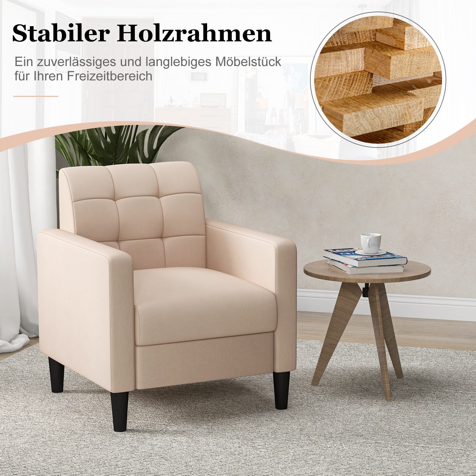 COSTWAY Relaxsessel, modern, aus Samt, gepolstert, günstig online kaufen