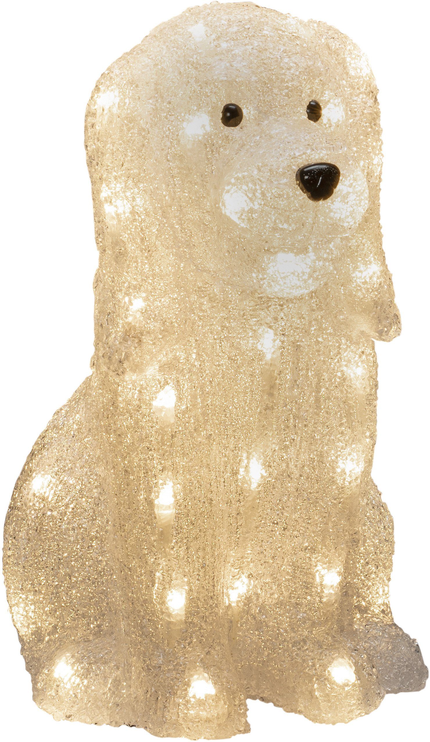 LED Dekofigur Acryl Hund sitzend, Weihnachtsdeko aussen