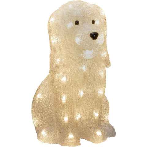 KONSTSMIDE LED Dekofigur Acryl Hund sitzend, Weihnachtsdeko aussen, LED fest integriert, Warmweiß, 40 warm weiße Dioden