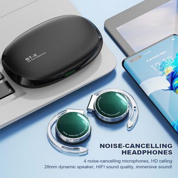 Micool Kabellos Bluetooth V5.3, Open In-Ear-Kopfhörer (Sicherer Tragekomfort für ein angenehmes Hörerlebnis beim Sport und Alltag., mit 4-Mikrofon, Comfort Fit Ohrhaken Ohrhörer Sport Headset)