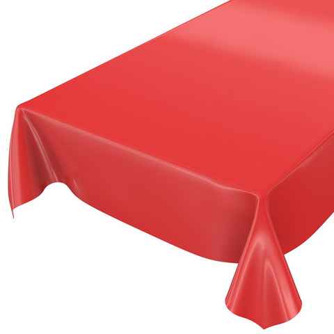 ANRO Tischdecke Tischdecke Uni Rot Einfarbig Glanz abwaschbar Wachstuch Wachstuchtisch, Glatt
