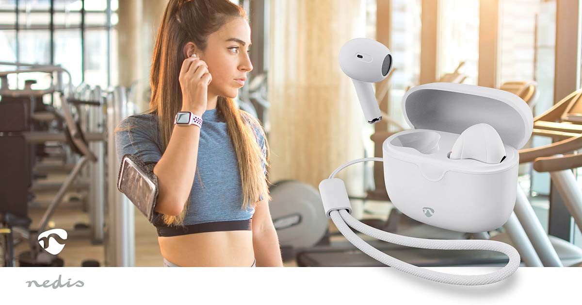 Nedis HPBT2400WT In-Ear-Kopfhörer (Bluetooth 5.3, Touch-Bedienung, kabelloses Laden für flexibles Hören, Bluetooth®, Bluetooth 5.3, Touch-Bedienung, kabelloses Laden für flexibles Hören)