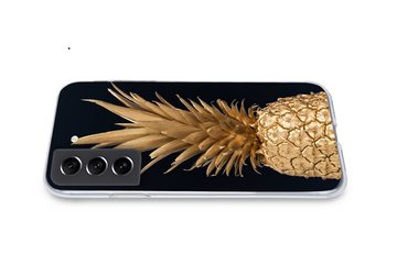 MuchoWow Handyhülle Ananas - Gold - Farbe - Schwarz - Obst - Luxus, Phone Case, Handyhülle Samsung Galaxy S21 FE, Silikon, Schutzhülle