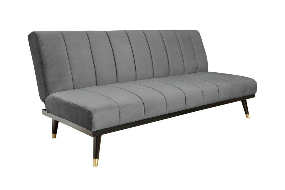 riess-ambiente 3-Sitzer Bettfunktion Wohnzimmer Teile, Einzelartikel Design / · schwarz, · PETIT 180cm Retro grau · Schlafcouch mit BEAUTÉ 1 Samt ·