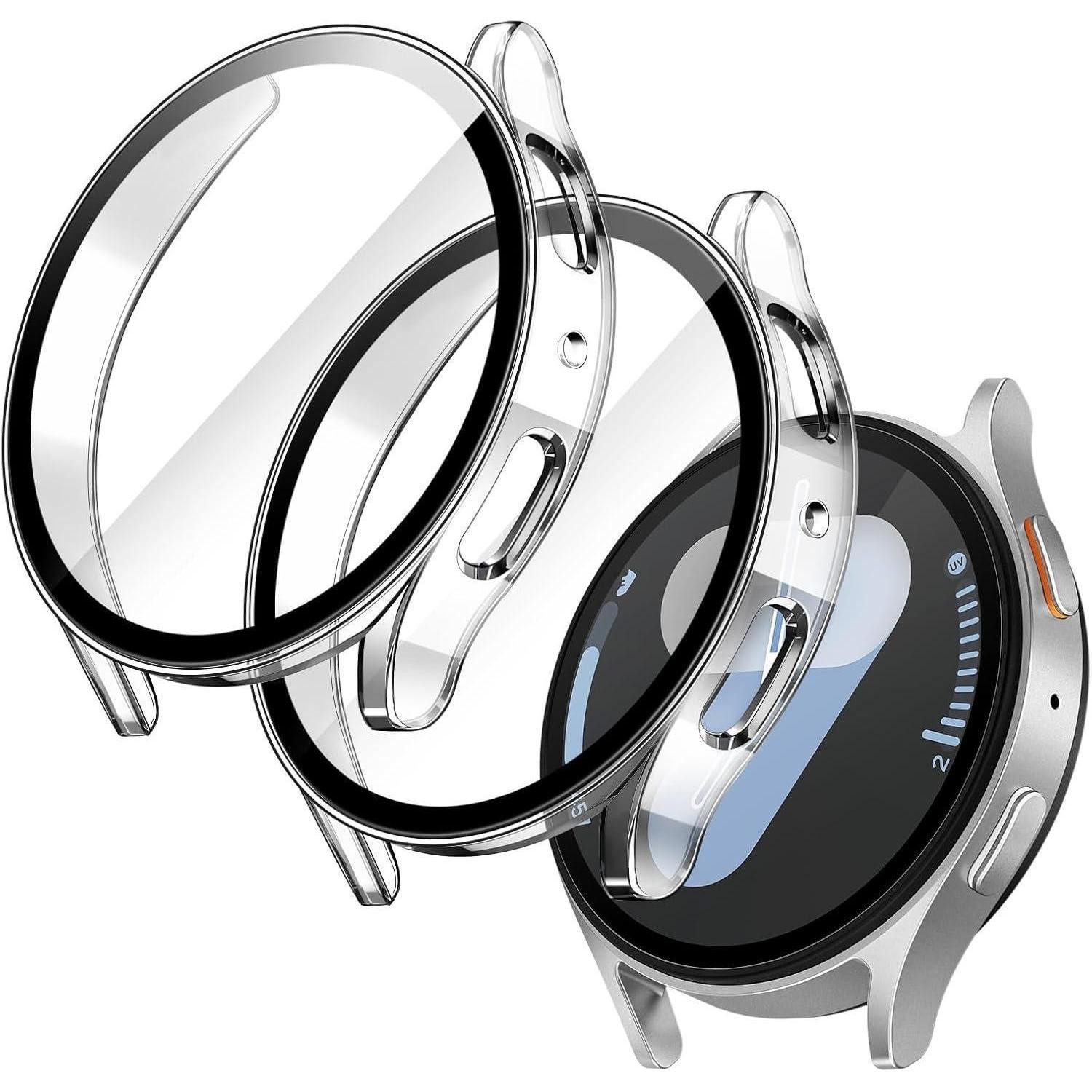 LuxusKollektion Smartwatch-Hülle Schutzhülle mit Schutzfolie für Samsung Galaxy Watch 7 44mm 2er Pack