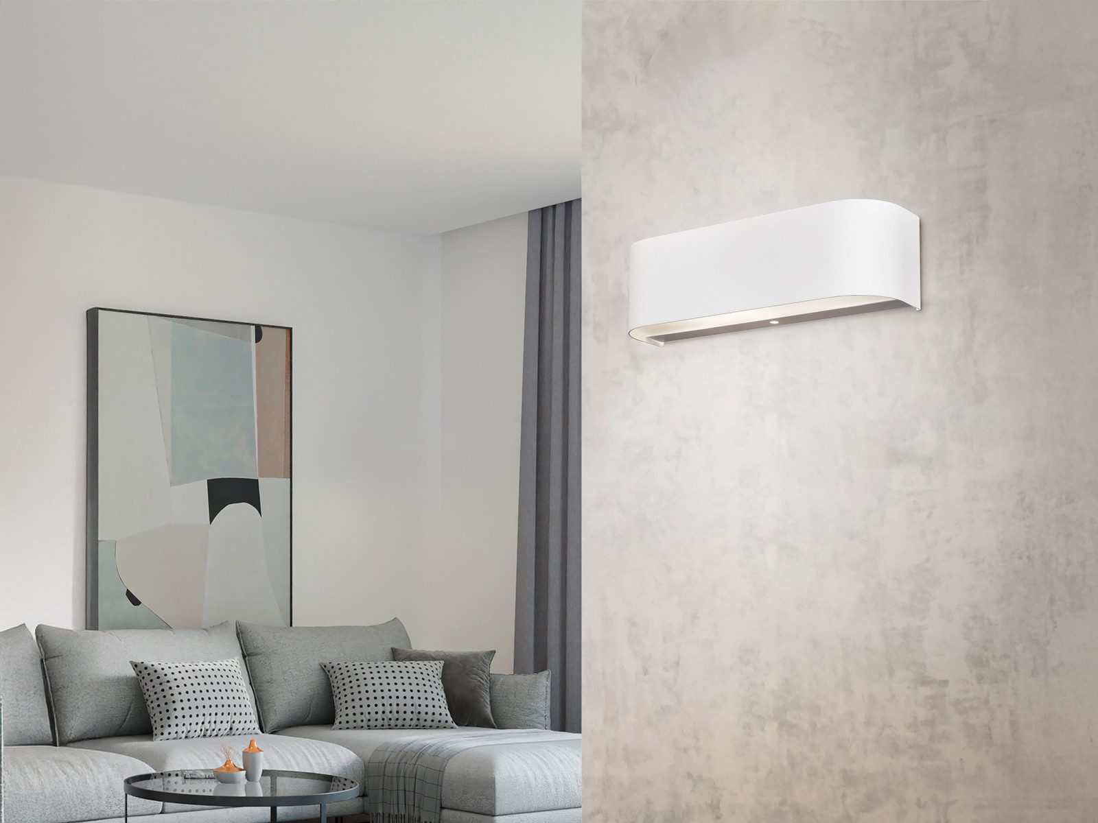 TRIO Leuchten LED Wandleuchte, Up & Down Beleuchtung, LED fest integriert, Warmweiß, Flache Wand-Beleuchtung innen, Aluminium Glas, für Treppenhaus, B:30cm