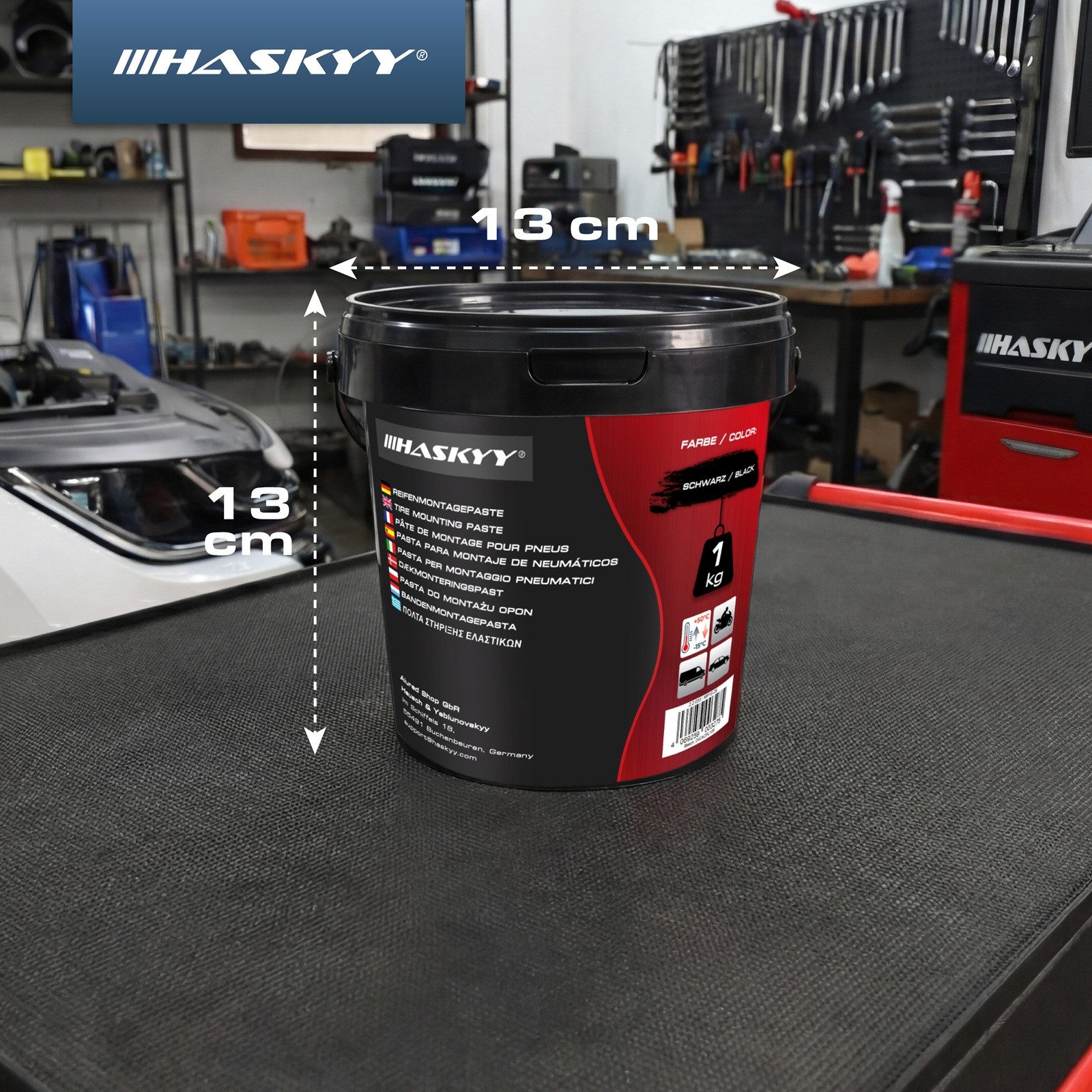 HASKYY Reifenmontagemaschine HASKYY Reifenmontagepaste 1kg Schwarz Montagepaste Reifenmontage Eimer