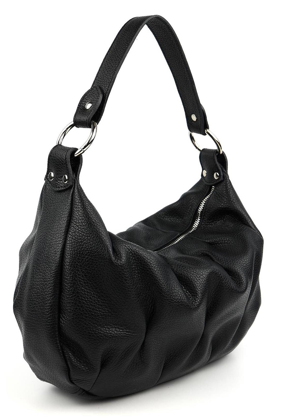 Schultertasche MADE IN ITALY Damen Nappa Leder Hobo Body Bag Shopper Umhängetasche