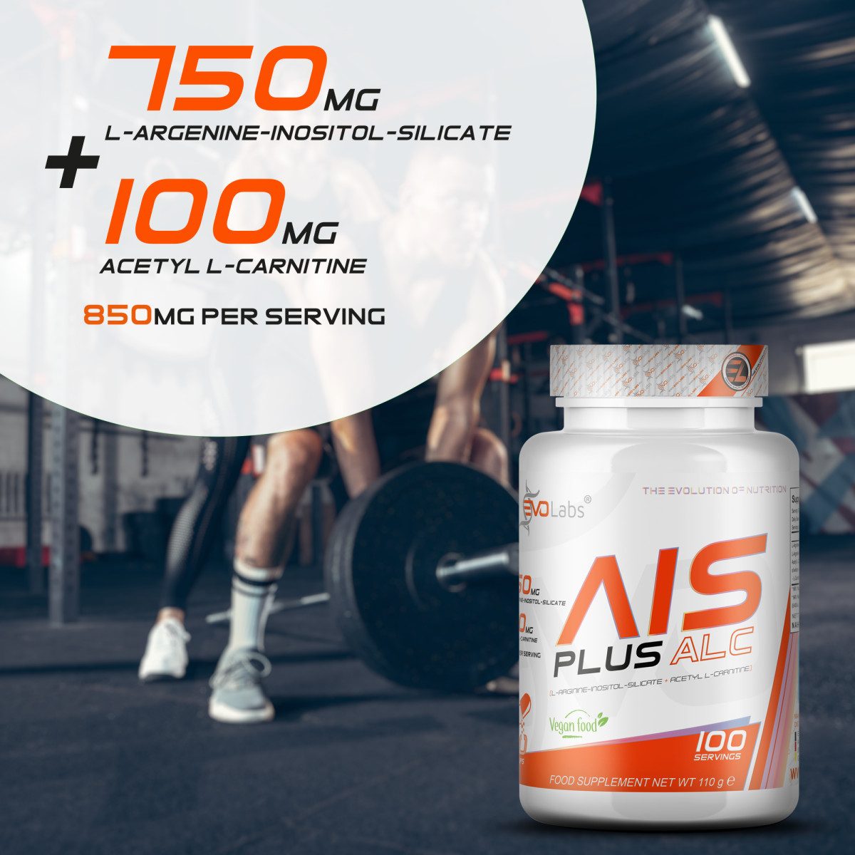 EVO Labs GmbH Arginin Inositol Silikat PLUS Acetyl-L-Carnitin Aminosäure 100Kapseln Kapseln, 1 er Einzelprodukt à 100 St., 101 g, Acetyl-L-Carnitin und L-Arginin-Inositol-Silikat Mit BioPerine®