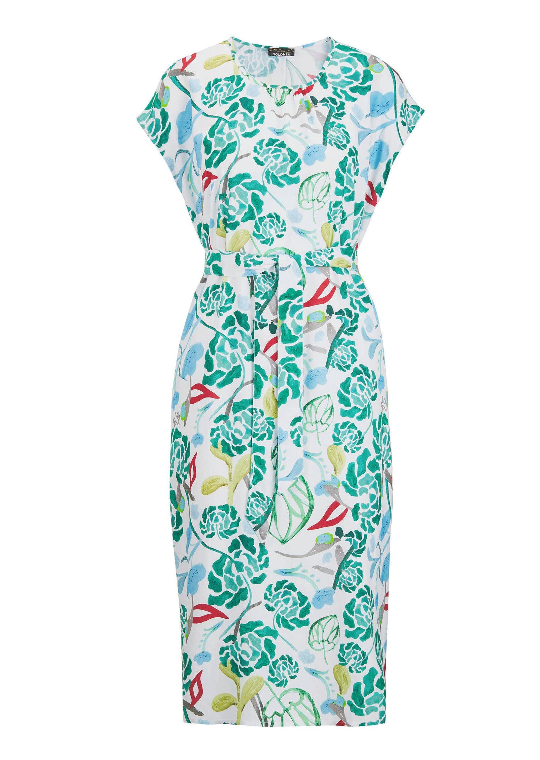 Sommerkleid Grünes Midikleid mit floralem Muster