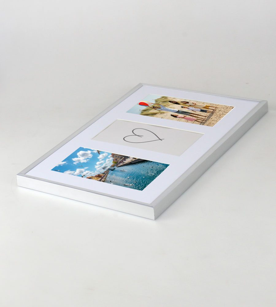 IDEAL TREND Bilderrahmen Galerie Bilderrahmen Kunststoff mit Passepartout & Klarglas Collagerah, für 3 Bilder (1 St), Schrägschnitt Passepartout – Bild 4 von 5