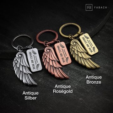 FABACH Schlüsselanhänger Engelsflügel Angel mit Gravur - Angels Are Near - Schutzengel Geschenk