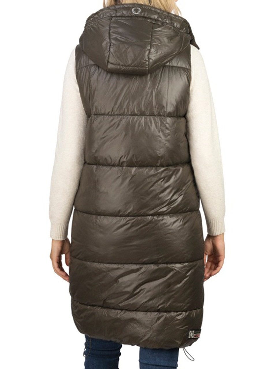 DENIMFY Outdoorjacke Damen Steppweste DFCaro Regular Fit knielange Übergangsweste mit Kapuze – Bild 2 von 4