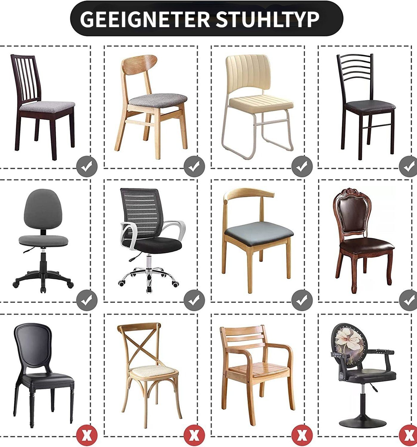 Jacquard-Stoff Sitz- set einfarbig Stuhlhusse, HOMEIDEAS, Kaffee Stuhlbezüge