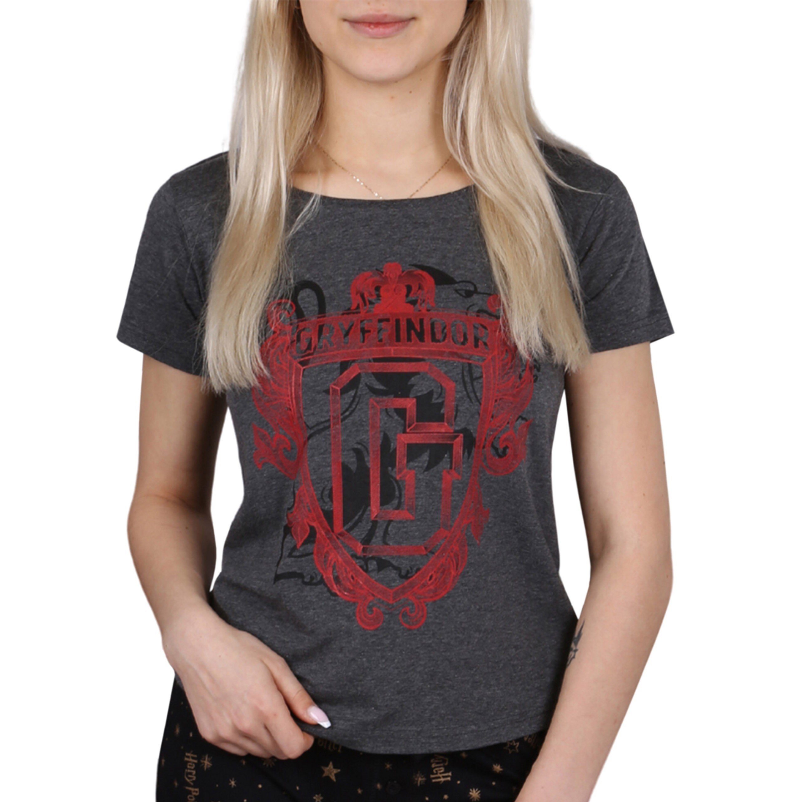 Harry Potter T-Shirt Dunkelgraues T-Shirt für Damen GRYFFINDOR Harry Potter
