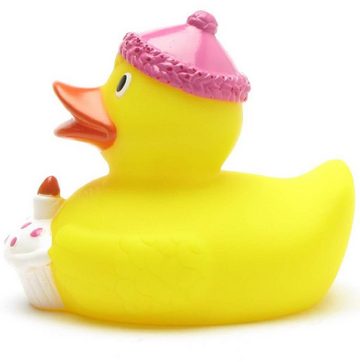 Duckshop Badespielzeug Geburtstagsbadeente mit pinker Kappe - Quietscheente