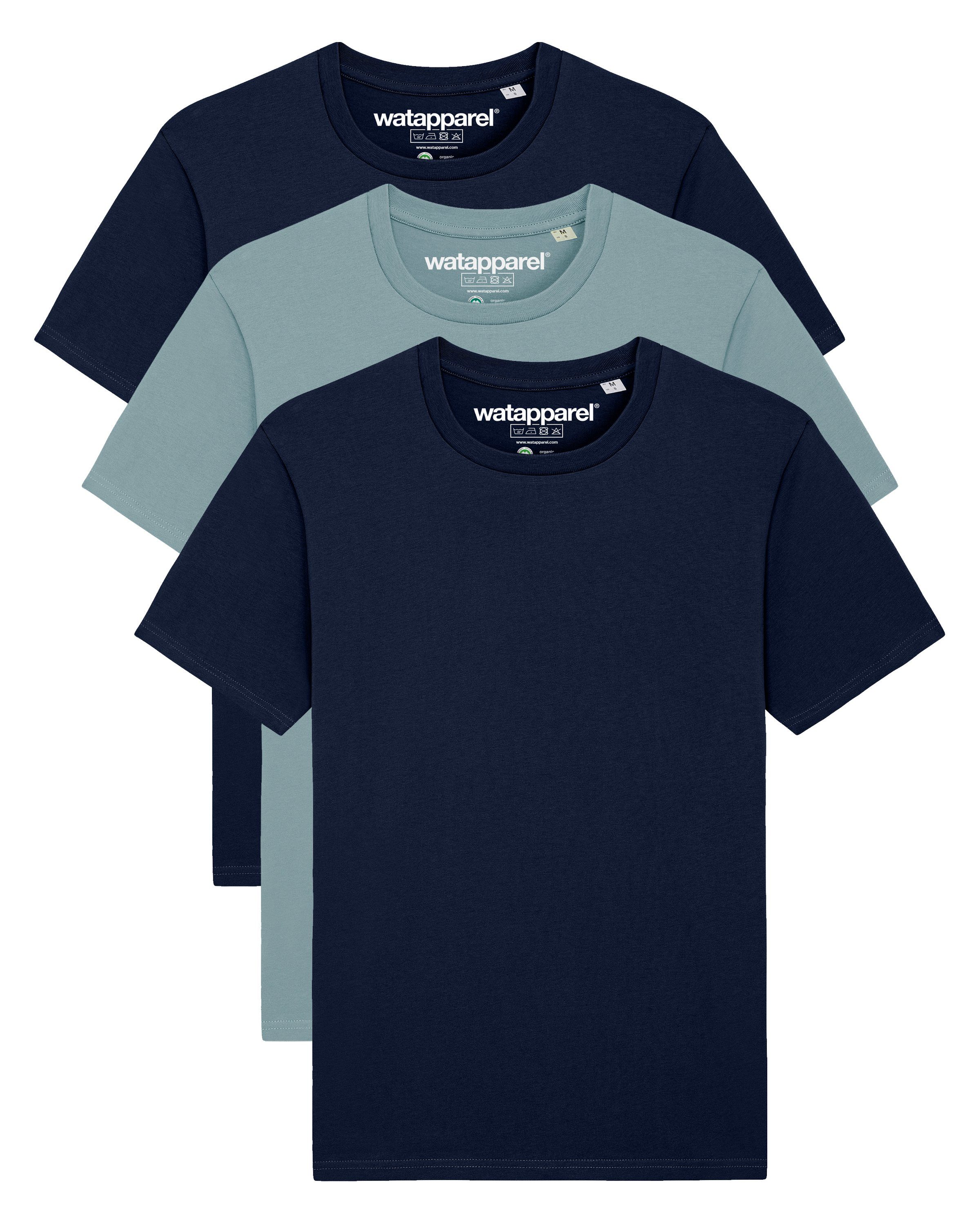 wat? Apparel Print-Shirt 3er Pack Creator Basic (1-tlg) 2x French Navy / Citadel Blue