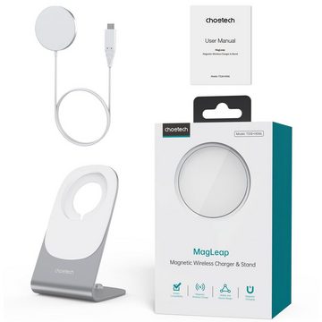 Choetech MagSafe 15W magnetisches Qi-Ladegerät Ständer Handy-Halter USB Typ-C Smartphone-Ladegerät (2000,00 mA, Packung, 2-tlg., 1 x Qi-Ladegerät, 1 x Ständerhalter, magnetisches Qi-Ladegerät)