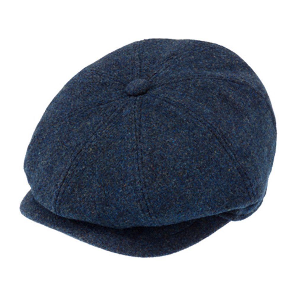 Fiebig Ballonmütze 8-Panel Cap Shetlandwolle Donegal mit Schirm und Knopf