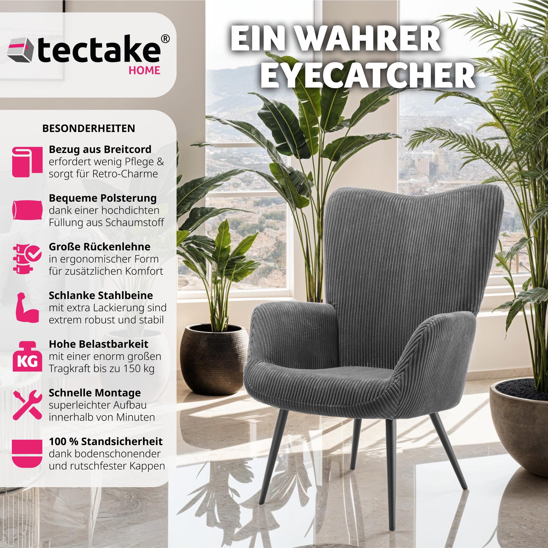 tectake Relaxsessel Sessel, gepolstert günstig online kaufen