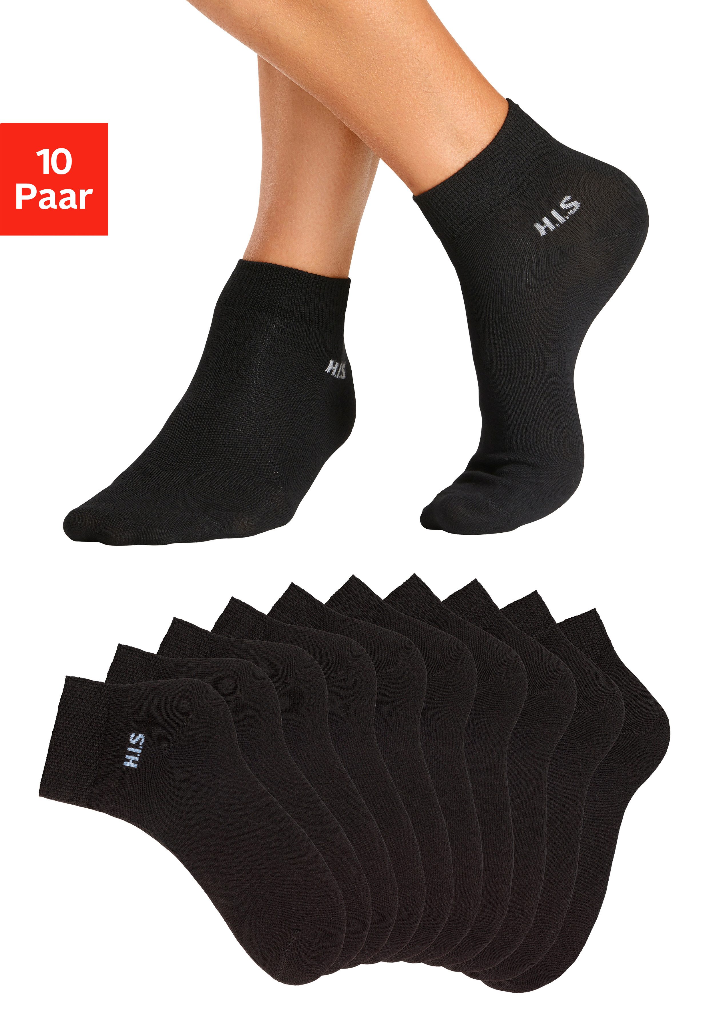 H.I.S Kurzsocken (Packung, 10-Paar) mit farbigem Innenbund