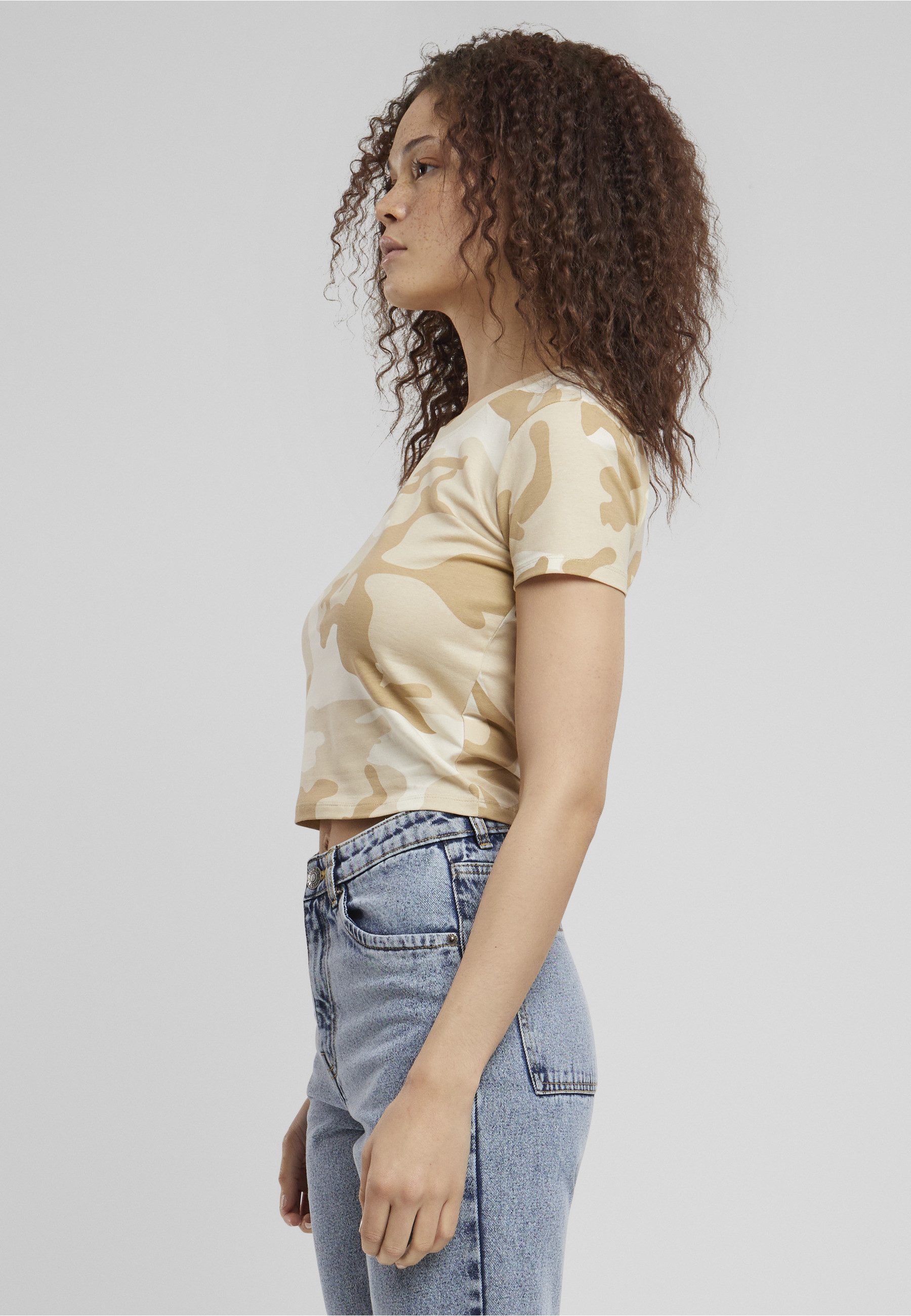 URBAN CLASSICS T-Shirt Urban Classics Damen Ladies Cropped Camo Tee (1-tlg)