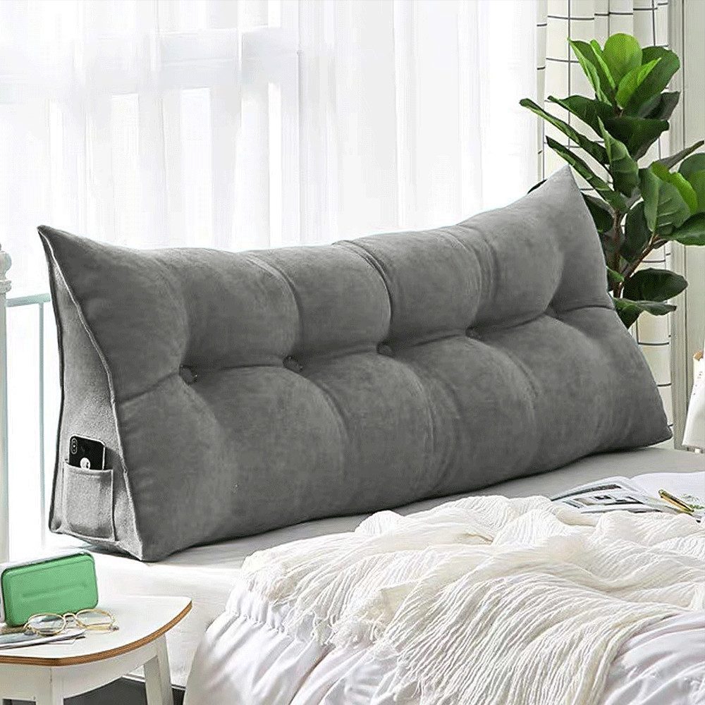 JEOBEST Rückenkissen Dreieckiges Lesekissen, Keilkissen mit Seitenfach, 1-tlg., 160cm breit, Kissen mit abnehmbarem und waschbarem Bezug