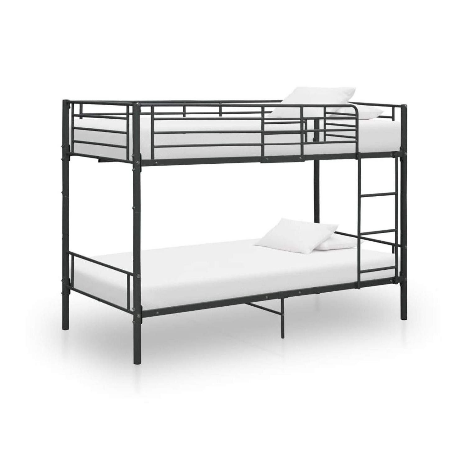 LuxusKollektion Etagenbett Etagenbett Metall Schwarz 90x200cm Mit Leiter (1-St)