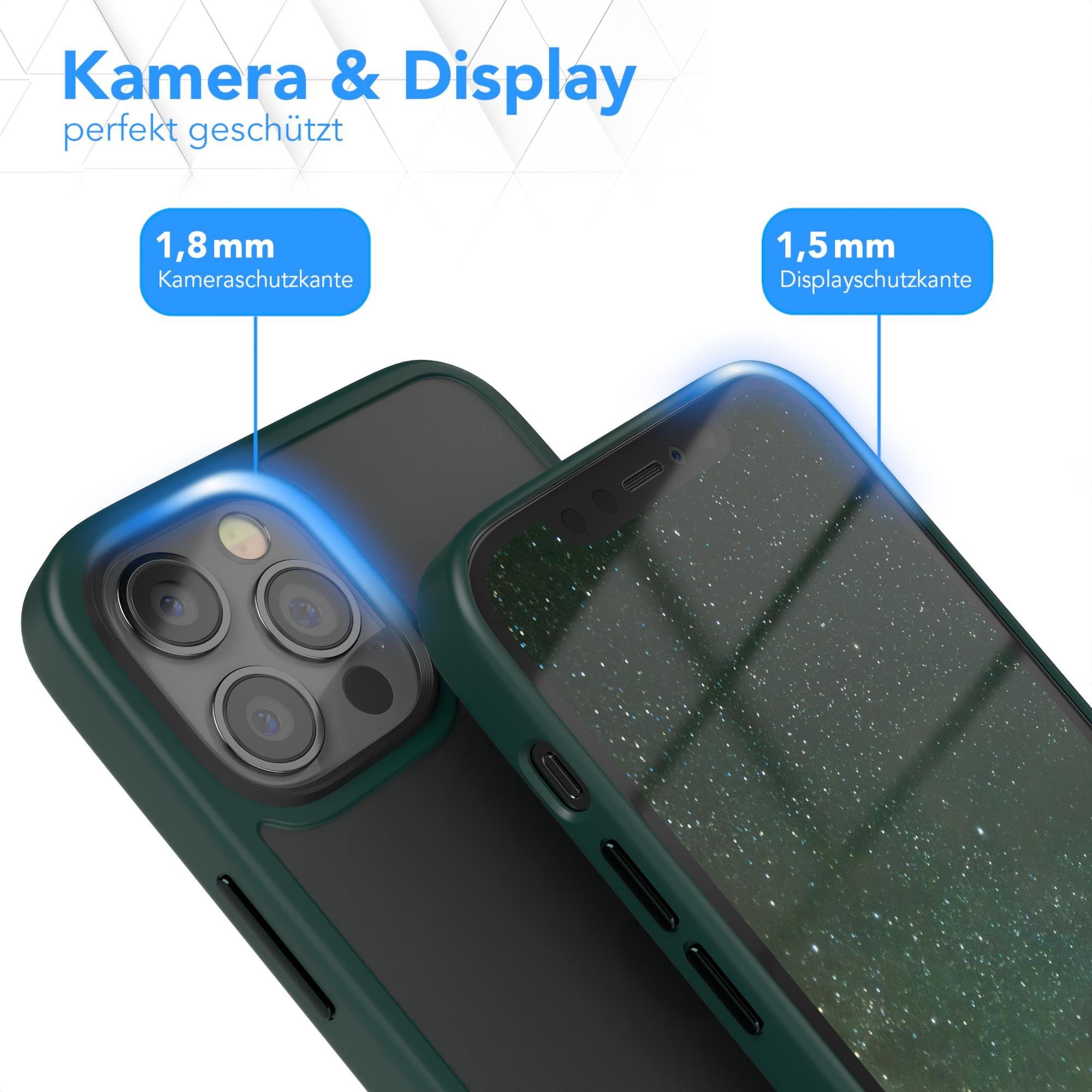 EAZY CASE Handyhülle Outdoor Case für Apple iPhone 12 / 12 Pro 6,1 Zoll, Slim Cover Durchsichtig Robust Back Cover stoßfest Grün / Nachtgrün