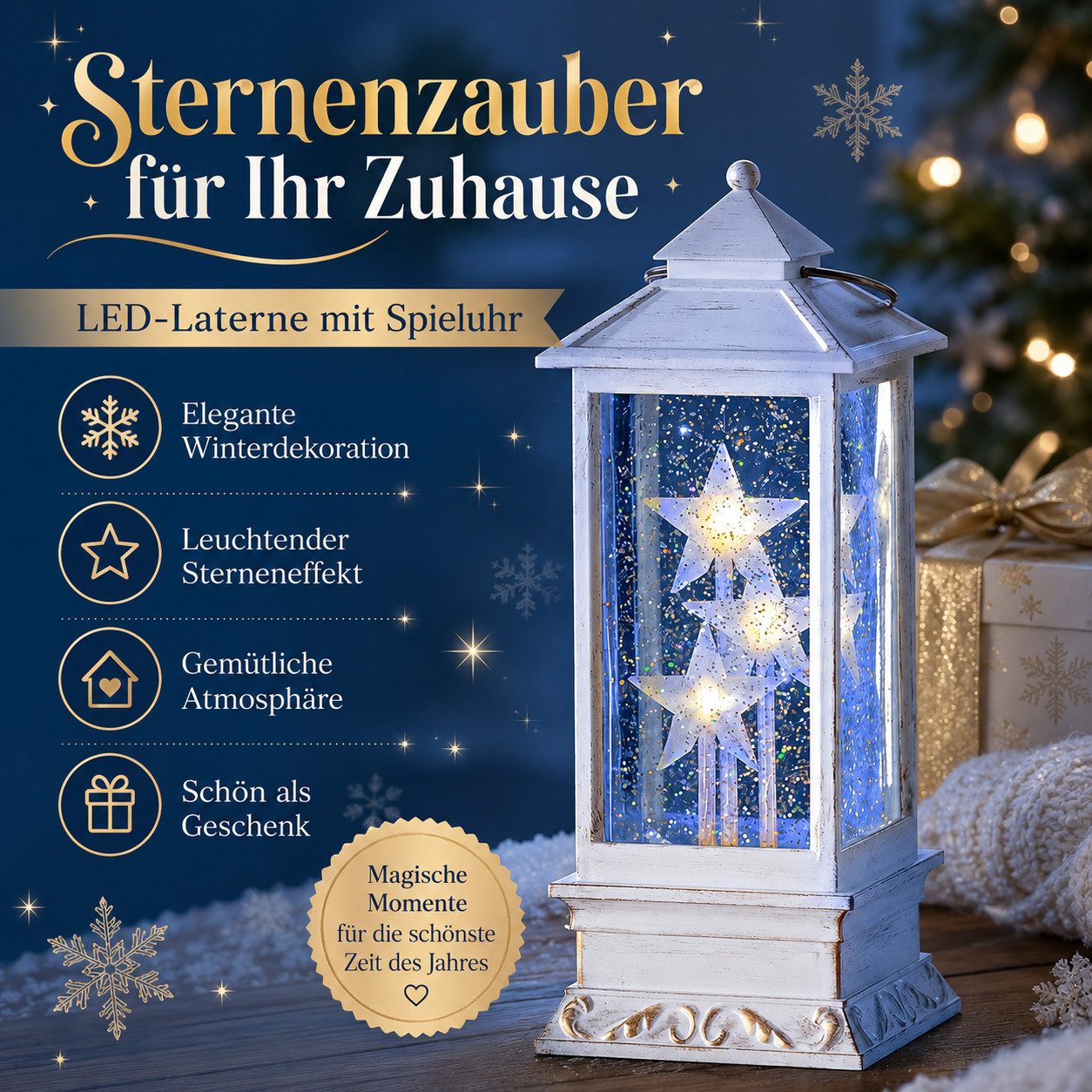 Weltbild LED-Dekofigur Westinghouse LED Laterne Sternenzauber mit Spieluhr Weihnachtsdeko, Dekolaterne Weihnachtslaterne Lichterlaterne Adventsdeko Winterdeko – Bild 5 von 5