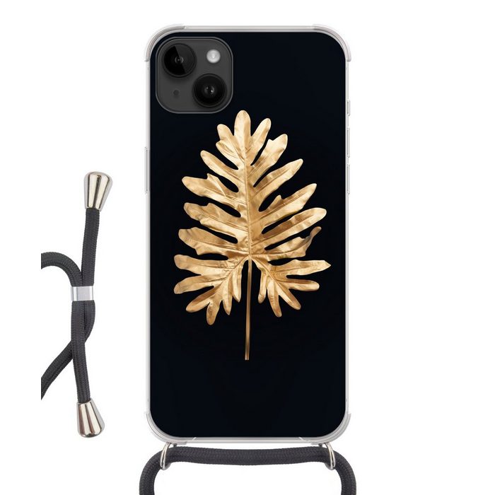 MuchoWow Handyhülle Blätter - Herbst - Gold - Schwarz - Natur - Luxus Handyhülle Telefonhülle Apple iPhone 14 Plus