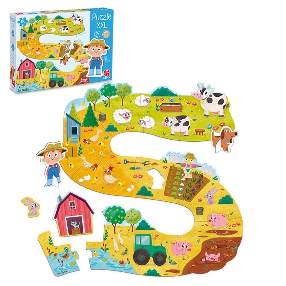 Goula Puzzle Goula 53176 Bauernhof Puzzle XXL 18 Teile, 18 Puzzleteile, Made in Europe