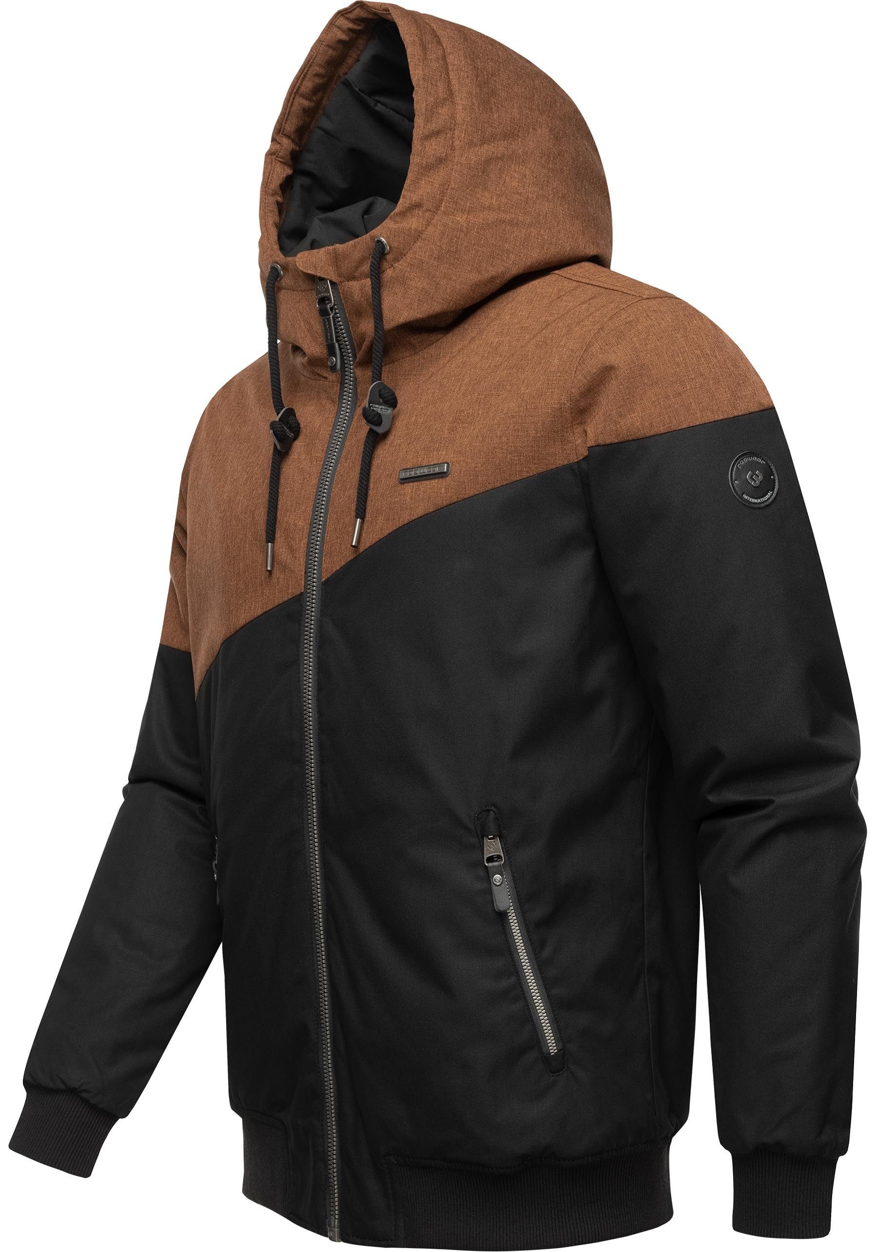 Winterjacke stylische Outdoorjacke mit großer Herren orange Wings Kapuze Ragwear