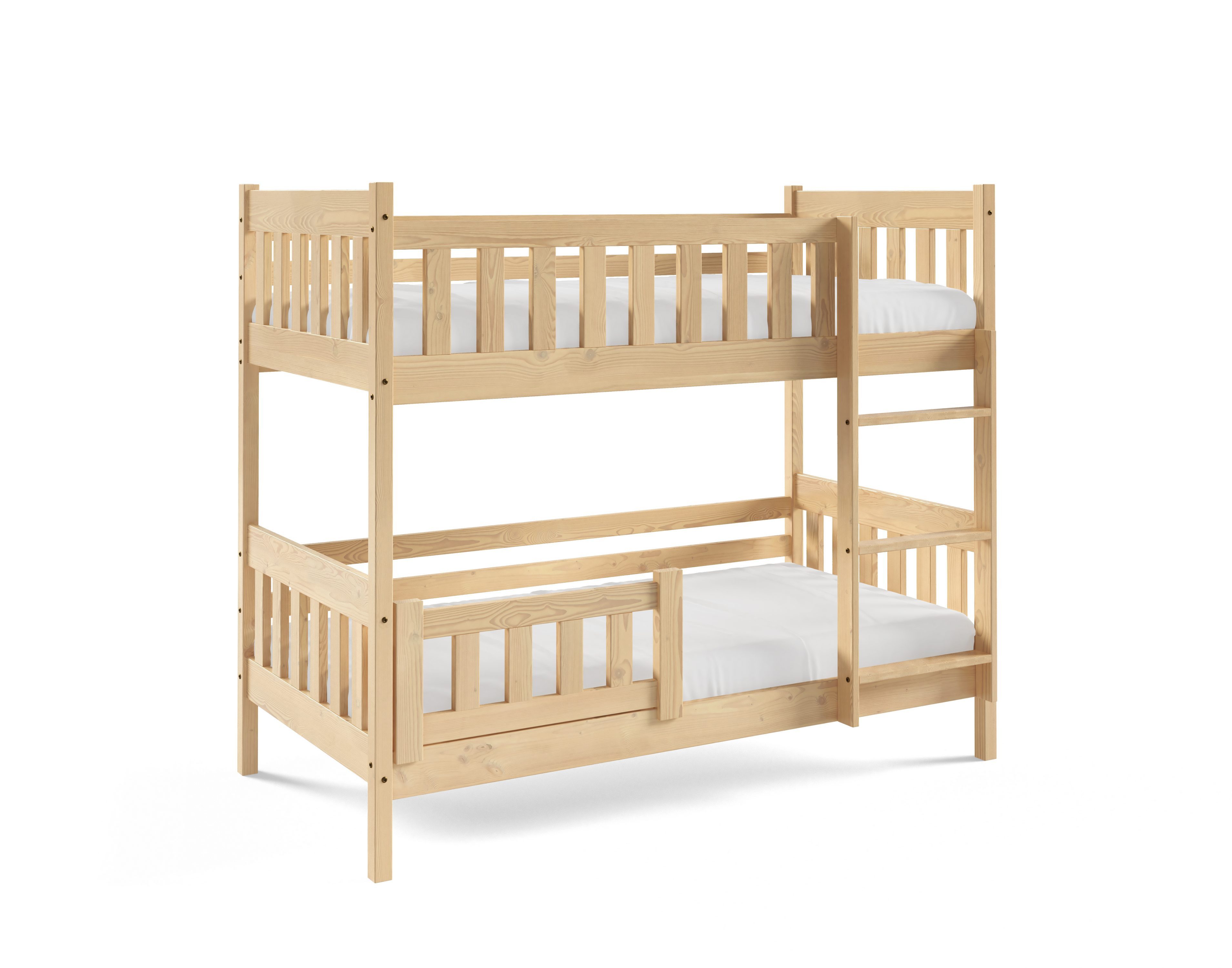Masseno Etagenbett LUCIA 80x160 cm Hochbett Kinderbett Massivholz Kieferfarben