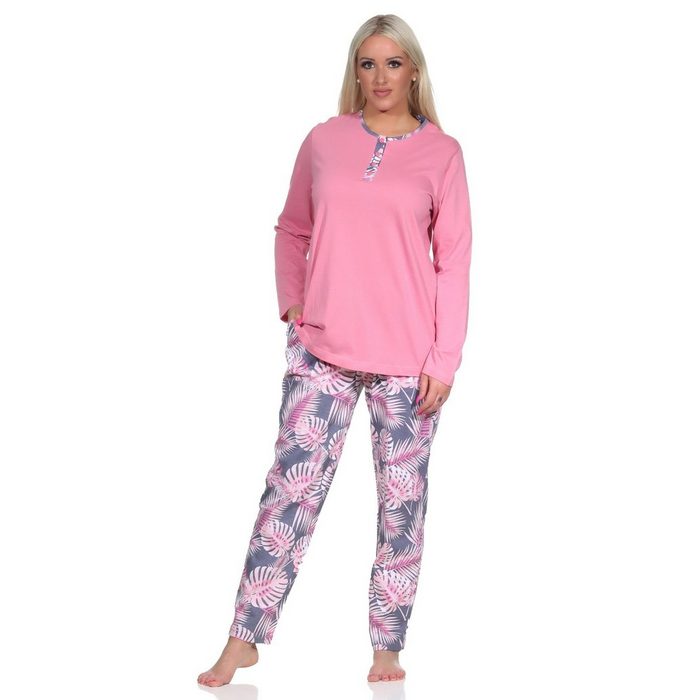 Normann Pyjama Wunderbarer Damen Pyjama Schlafanzug mit Hose in floralem Print - auch in Übergrössen