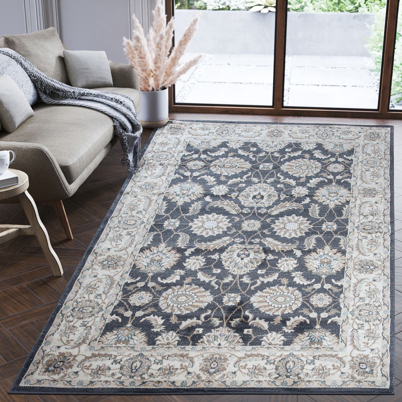 Mazovia Orientteppich Oriente Teppich - Traditioneller Teppich Orient Schwarz Beige, 60 x 100 cm, Geeignet für Fußbodenheizung, Pflegeleicht, Wohnzimmerteppich